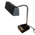 Crystal - Vintage, Ca 1970’S - Desk Lamp With Gooseneck - Brown And Chrome Detailing thumbnail 3