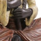 2 Exclusive Table Lamps Chinese Woman And Man On A Pillow Brass thumbnail 9