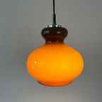 Midcentury Hanglamp Bruin Opaline, Chroom - Peill & Putzler thumbnail 3