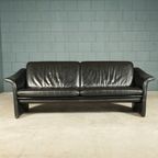 Vintage Zwart Lederen Bank – Jaren 70 thumbnail 3