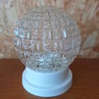 Vintage Glas Plafond Lamp, Plafoniere, Helder Reliëf Glas thumbnail 24