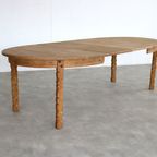 Brutalist Ovale Eettafel | Vintage Tafel | Eiken | Verlengbaar thumbnail 15
