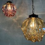 2X Vintage Hanglamp ‘Raspberry’ – Glas En Chroom thumbnail 2