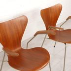 2 Vintage Vlinderstoelen Van Arne Jacobsen Voor Fritz Hansen Model 3207 Teak thumbnail 5