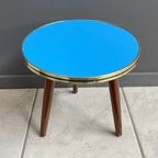 Blue Formica Round Vintage Plant Table 1960S thumbnail 5