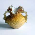 Victorian Glass Peach Sunrise Coralene Vase, Late 19Th Century. thumbnail 12