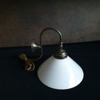 Vintage - Wandlamp - Messing - Opaline Kap - Beweegbare Kap thumbnail 5