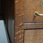 Antiek Art Deco Bureau Uit Begin 20e Eeuw Gemaakt Van Eikenhout In Amsterdamse School Stijl thumbnail 8