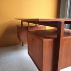 Vintage Design Teak Fineer Bureau, Desk, Divider, Werkplek thumbnail 15