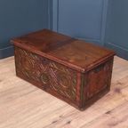 Polychrome Beschilderde Eikenhouten Bruidskistje thumbnail 3