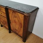 Vintage Art Deco Dressoir Wandkast Ladekast Badkamermeubel Met Marmer Blad thumbnail 9