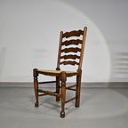 Set Of 4 Oak, Rustic, Farmhouse, Ladderback Dining Chairs With Rush Seats 1960s thumbnail 23