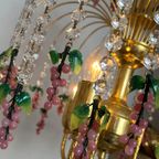 Vintage Murano Kroonluchter Roze Druiven Hanglamp Kristal thumbnail 7