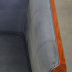 Geweldige Schuitema Art Deco Design Bank Met Mooie Blauwe Nubuck Lederen Bekleding thumbnail 8