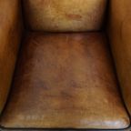 Luxe, Tijdloze Schapenleren Set Bestaande Uit 2 Fauteuils En Een Hocker In Art Deco Stijl thumbnail 20