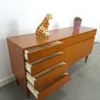 Teak Fineer Dressoir Barkast Met Lades En Klepdeuren thumbnail 2