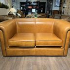 Engelse Chesterfield Bankstel Plain 2,5 + 2 Zits Camel Leer thumbnail 5