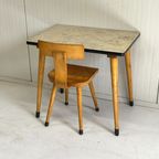 Vintage Kleuterschoolsetje Tafel & Schoolstoeltje Schuine Pootjes thumbnail 3