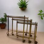 Set Van 3 Vintage Nesting Roltafeltjes / Tables / Barcart thumbnail 2