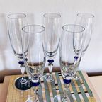 5x Vintage Champagneglas Donkerblauw Bolletje thumbnail 4