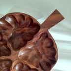 Vintage '70 Teak Schaal Eikenblad, Handgemaakt thumbnail 3