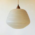 Vintage Lamp Hanglamp Jaren 50 / 60 Melkglas Teakhoud thumbnail 7