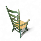 Vintage Transparent Green Wooden Arm Chair / Rush Seat / High Back Ladder Chair thumbnail 3