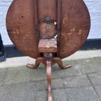 Opklapbaar Antiek Eiken Salontafel Op Driepoot thumbnail 2