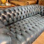 Gave Engelse Chesterfield 3 Zits Bank Jeans Blauw Buttonseat thumbnail 5