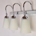 Wandlamp Vanity 3 X Glas Kap Vintag Chroom Italy Design ‘80 thumbnail 4