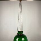 Large Dark Green Opaline Glass Pendant Light By Herbert Proft For Glashütte Limburg thumbnail 11