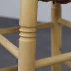Set Of 4 Barstools In Wood And Cane, 1970s thumbnail 7