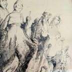 Pentekening. Figuratief. '50-'60. Gesigneerd. thumbnail 5