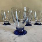 6 X Art Deco 1930 Waterglazen Wijnglazen Glazen Blauwe Voet thumbnail 7