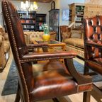 4 X Engelse Chesterfield Fauteuils / Stoelen Als Nieuw Dark Rust Gainsborough thumbnail 7