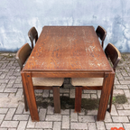 Brutalist Jaren 60 Eetkamerset (uitschuifbare Stafel + 4 Stoelen) thumbnail 7