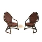 Vintage Manou Rotan Set Van 2 Fauteuils En Tafel Met Glasplaat Gemaakt In De Jaren '70 thumbnail 3