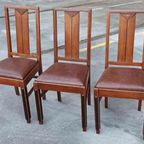 Set Van 3 Art Deco Amsterdamse School Eetkamerstoelen thumbnail 16