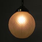 Art Deco Hanglamp Met Ronde Bol Met Geometrische Patronen, Jaren 30 thumbnail 13