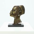 Mid Century Bronze Sculpture African Woman 1950S thumbnail 2