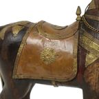 Vintage Houten Paard Belegd Met Koper Messing Beeld Sculptuur India 26Cm thumbnail 12