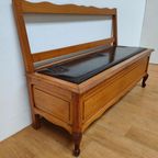 Vintage Franse Houten Klep Bank Halbank Eetkamerbank 109 thumbnail 5