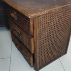 Vintage Ladekastje Donkerbruin Hout Webbing thumbnail 3