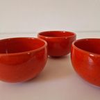 Set 3 Oranje Keramieke Schaaltjes Jaren 70 Tapas Schaal thumbnail 5
