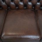 Luxe En Charmante 3-zits Rundleren Chesterfield Bank In Engelse Stijl thumbnail 6