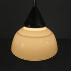Art Deco Hanglamp Met Geribbelde Glazen Kap, Jaren 30 thumbnail 9
