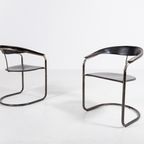 Vintage Italian Black Leather ‘Canasta’ Chairs / Eetkamerstoelen From Arrben, 1980’S thumbnail 5