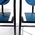 Memphis Design Kff Cosinus Stoelen Blauw Zwart Jaren 80 thumbnail 6