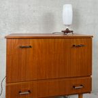 Vintage Tripod Lamp – Opaline En Teak thumbnail 5