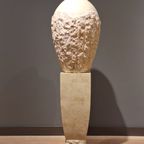 Set Of Pillar And Vase Made From Travertine thumbnail 2